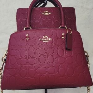 SALE 1 DAY Coach 2 PCS SET Signature Leather Bag Wallet NWT